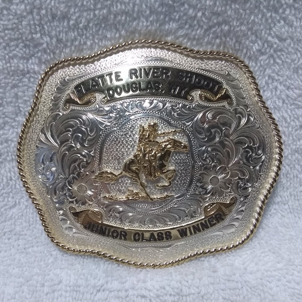 AQHA CMSA Cowboy Mounted Shooting Association Trophy Buckle Platte River Shoot